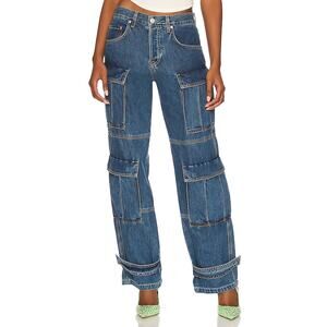 Grlfrnd Utility Blue Lex Cargo Denim Jeans Size 25